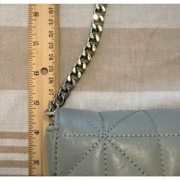 Rebecca Minkoff NWT | gray Deco quilted clutch handbag purse, silver accents - Picture 5 of 9